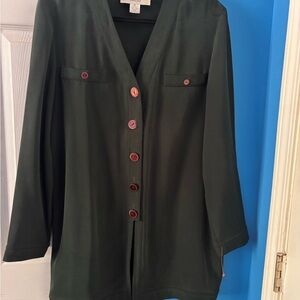 Jones New York Dark Green Blazer with Red Buttons